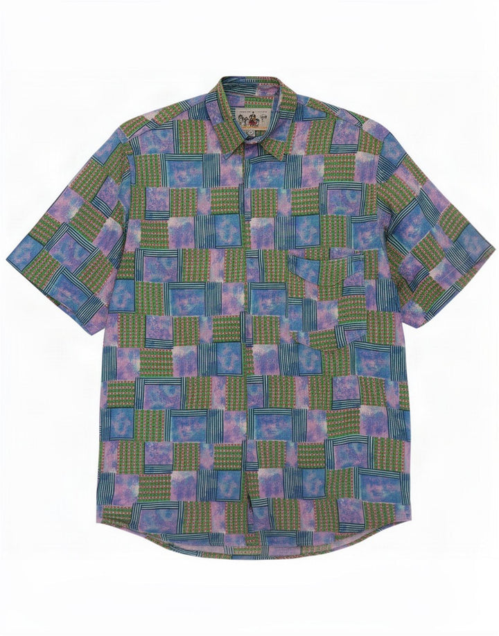 Azzurra Cămașă cu mânecă scurtă pentru bărbați Medium Multicolor Patchwork