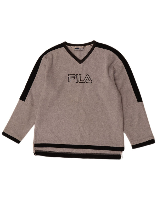 Pulover Fila pentru băieți grafic fleece 15-16 ani XL gri poliester color bloc