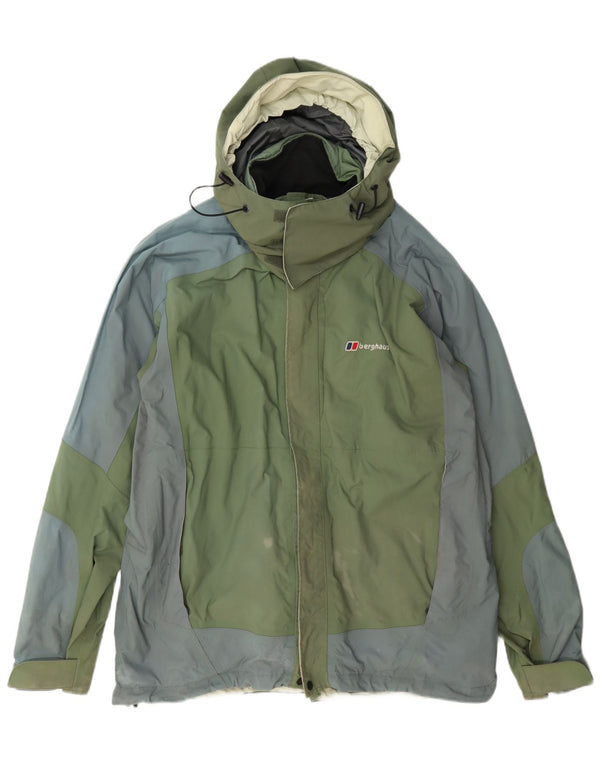 Jachetă de ploaie cu glugă pentru bărbați Berghaus UK 40 mare, verde, nailon color bloc