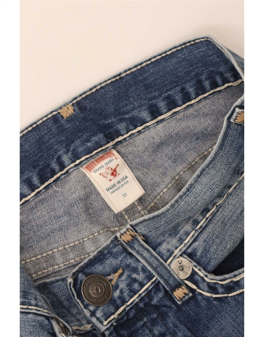 Blugi drepti pentru femei True Religion L31 L28 Bumbac albastru