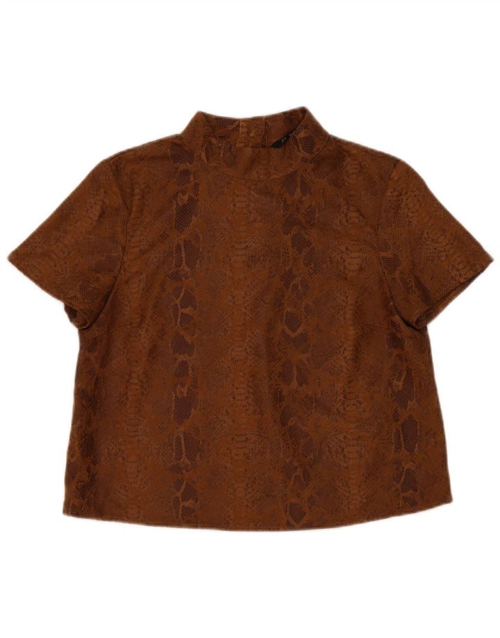 Bluză pentru femei Zara UK 14 Medium Brown Animal Print Poliester
