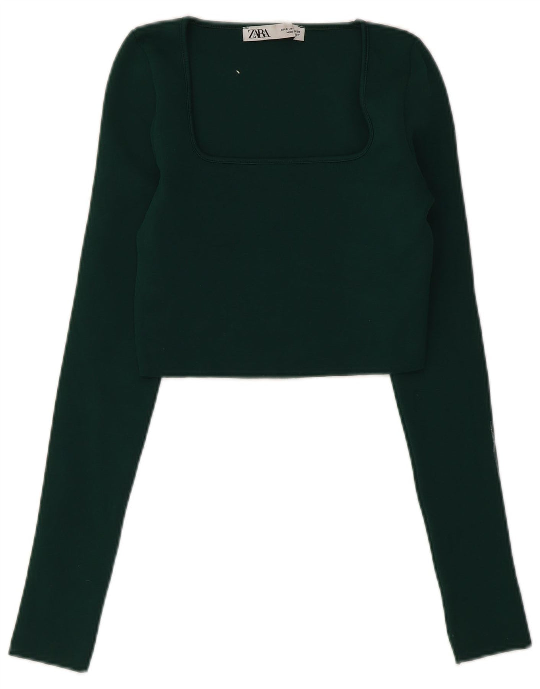 Top Crop pentru Damă Zara cu mânecă lungă UK 8 Poliester verde mic