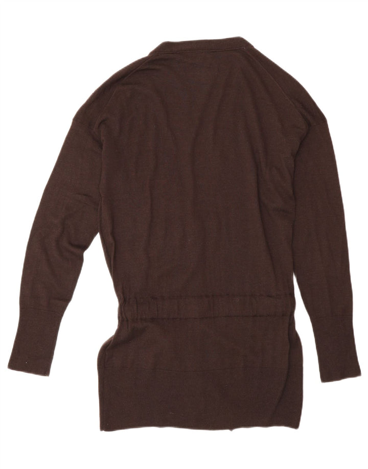 Pulover cardigan cu paragate Massimo Dutti pentru femei UK 14 Lână maro mare