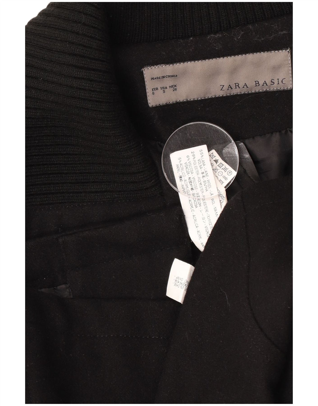 Trenci pentru femei Zara UK 10 Lână neagră mică