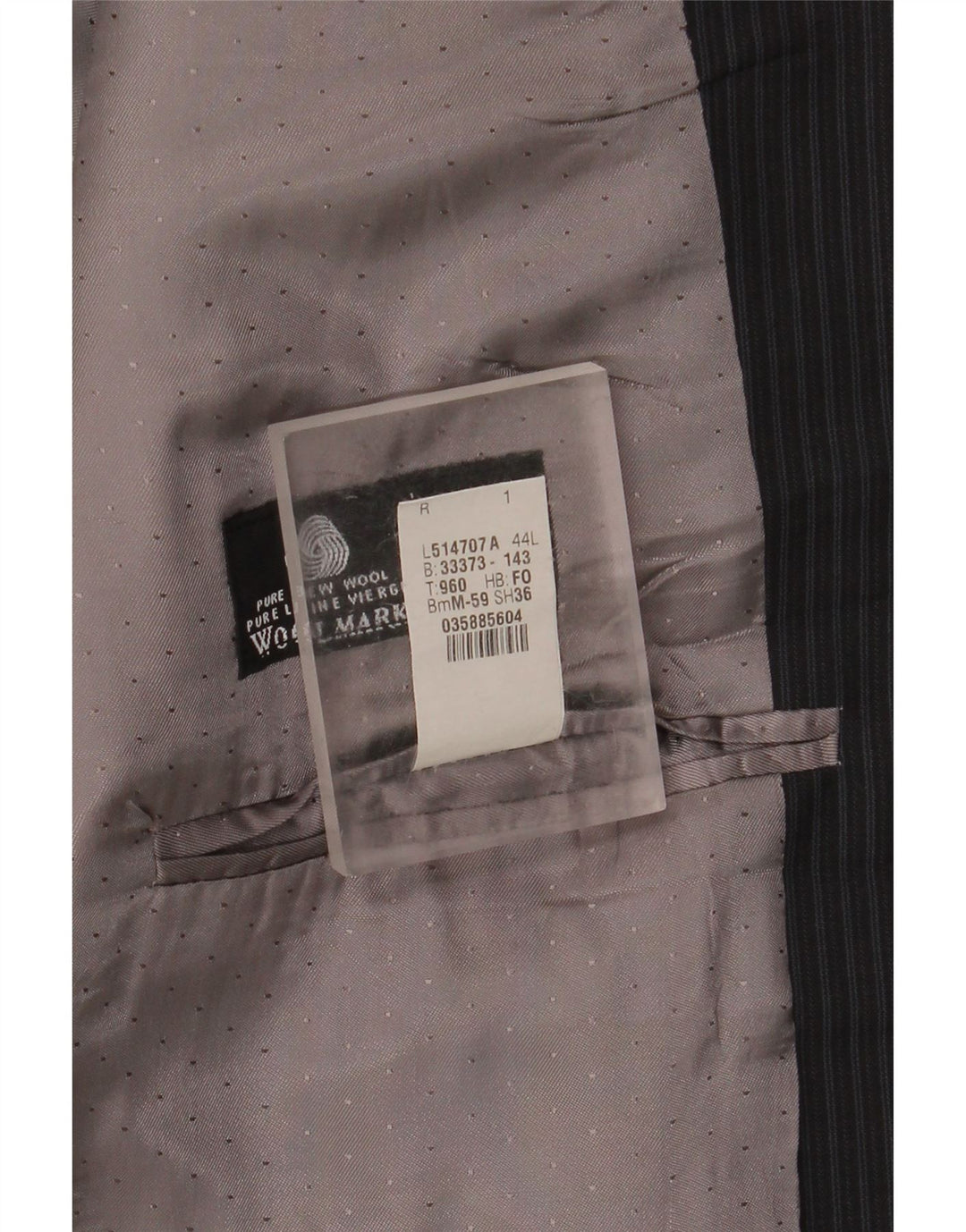 Jachetă pentru bărbați Calvin Klein cu paragate UK 44 2XL Lână nouă neagră cu dungi