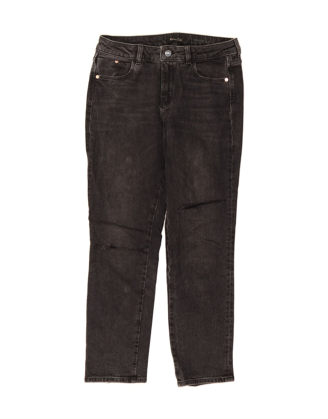 MASSIMO DUTTI Womens Mid Rise Cropped Jeans EU 38 Small W28 L27 Black Vintage Massimo Dutti and Second-Hand Massimo Dutti from Messina Hembry 