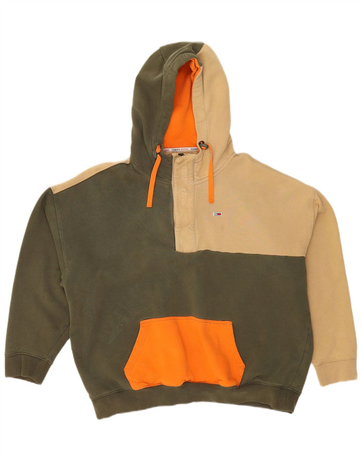 TOMMY JEANS Hanorac supradimensionat pentru bărbați, cu fermoar, cu glugă, verde mediu