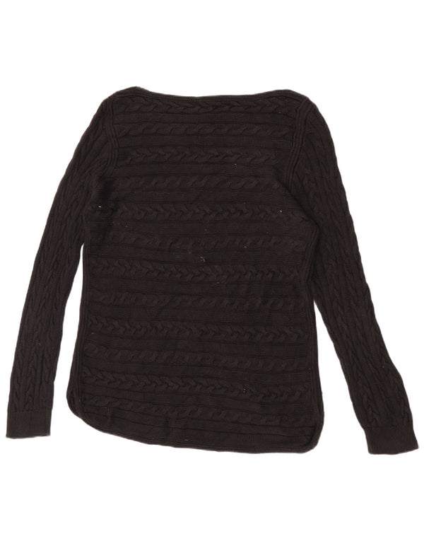 Ralph Lauren Womens Boat Neck Jumper Sweater UK 18 XL Black Cotton