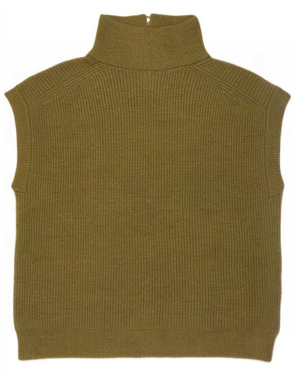 Marks & Spencer Vestă cu fermoar și gât pentru femei UK 14 Medium Khaki Flecked