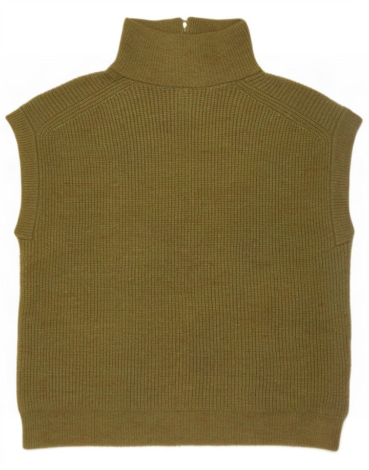 Marks & Spencer Vestă cu fermoar și gât pentru femei UK 14 Medium Khaki Flecked