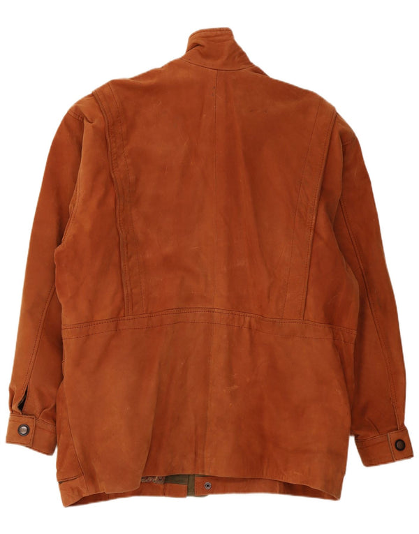 Jachetă de piele vintage pentru bărbați UK 42 XL maro Colorblock