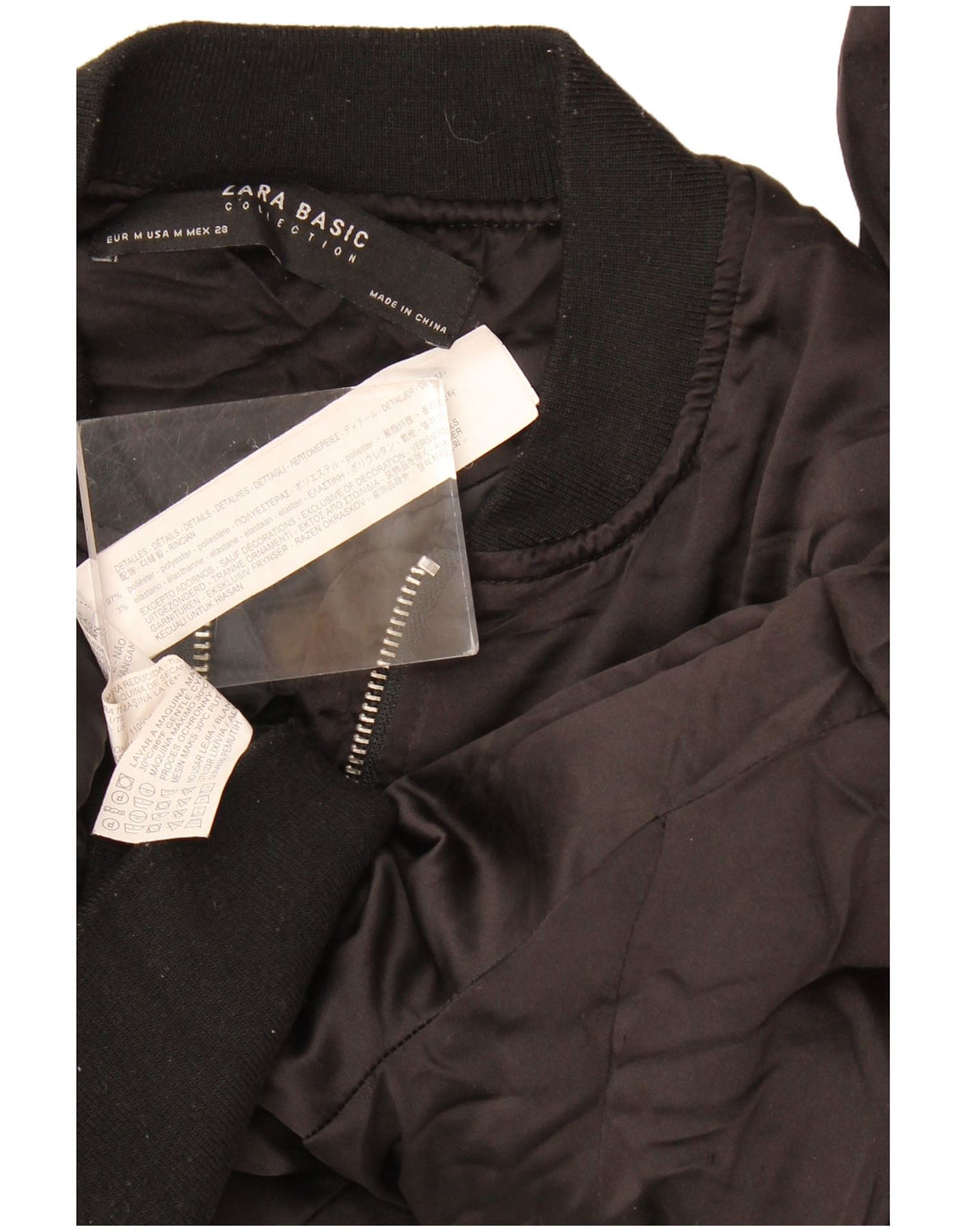 Bomber pentru femei Zara UK 14 Poliester mediu negru