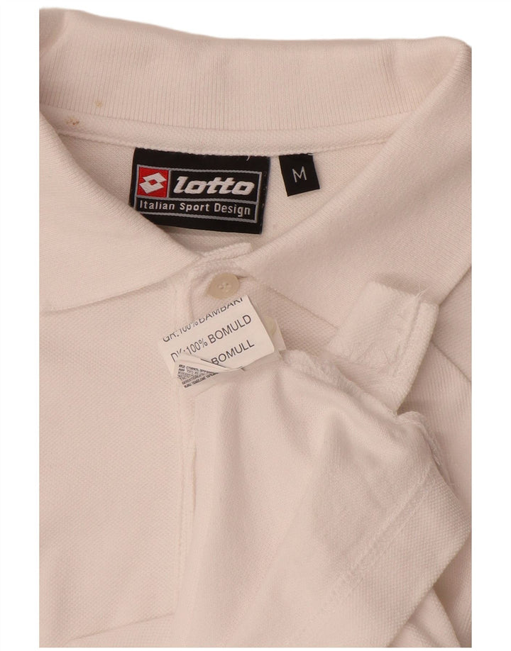 Tricou polo pentru bărbați LOTTO cu mânecă lungă, bumbac alb mediu