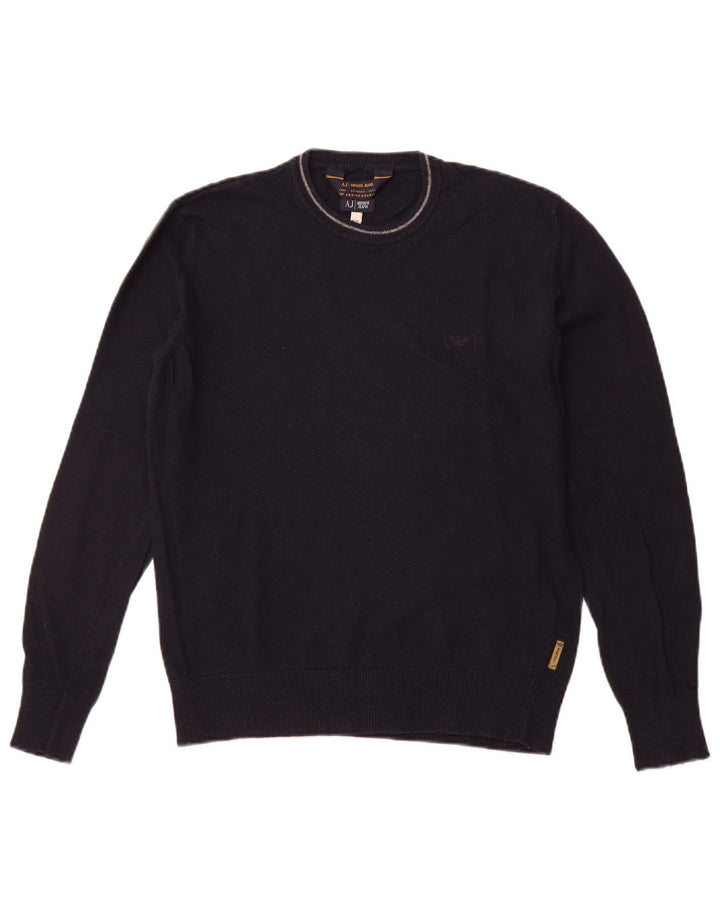 ARMANI JEANS Pulover pentru bărbați cu gât crew, viscoză, albastru, mediu