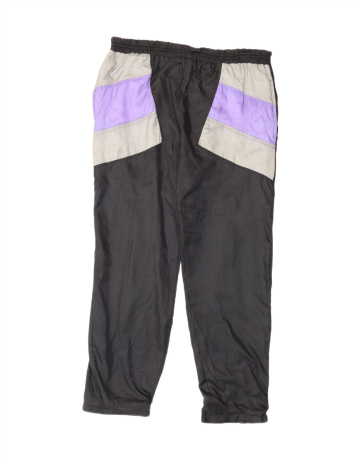 Pantaloni de trening pentru bărbați vintage Joggeri medii negri din poliamidă bloc de culoare