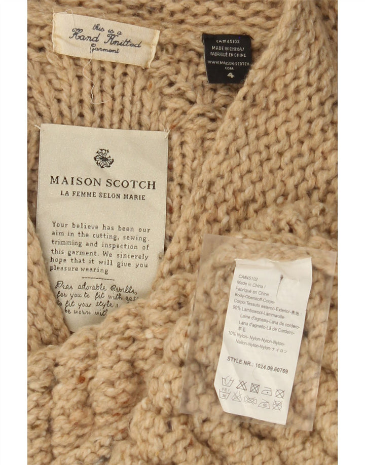 MAISON SCOTCH Pulover cardigan tricotat manual pentru femei US 4 Small Beige