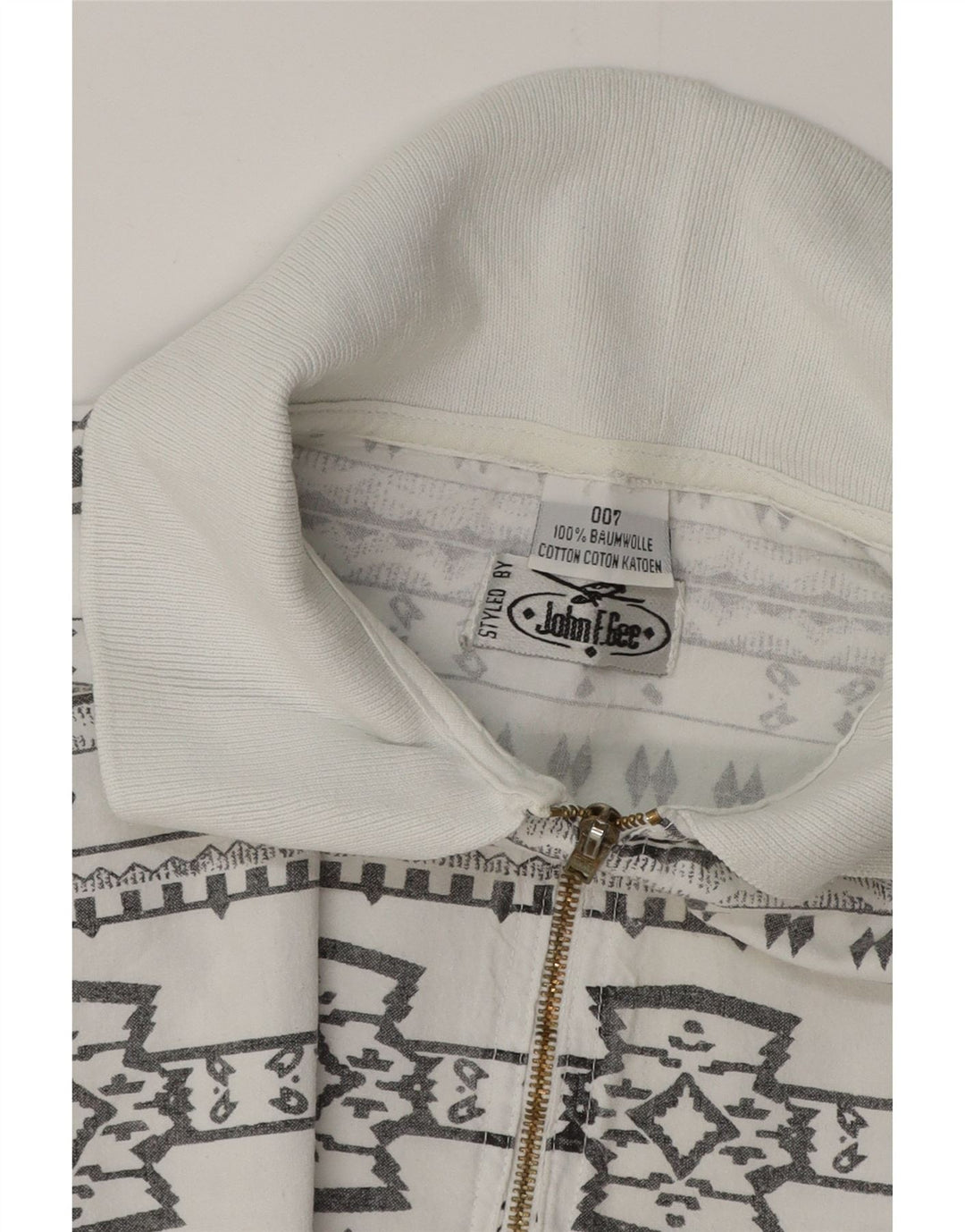 JOHN F GEE Cămașă cu mânecă scurtă pentru bărbați, bumbac geometric alb 2XL