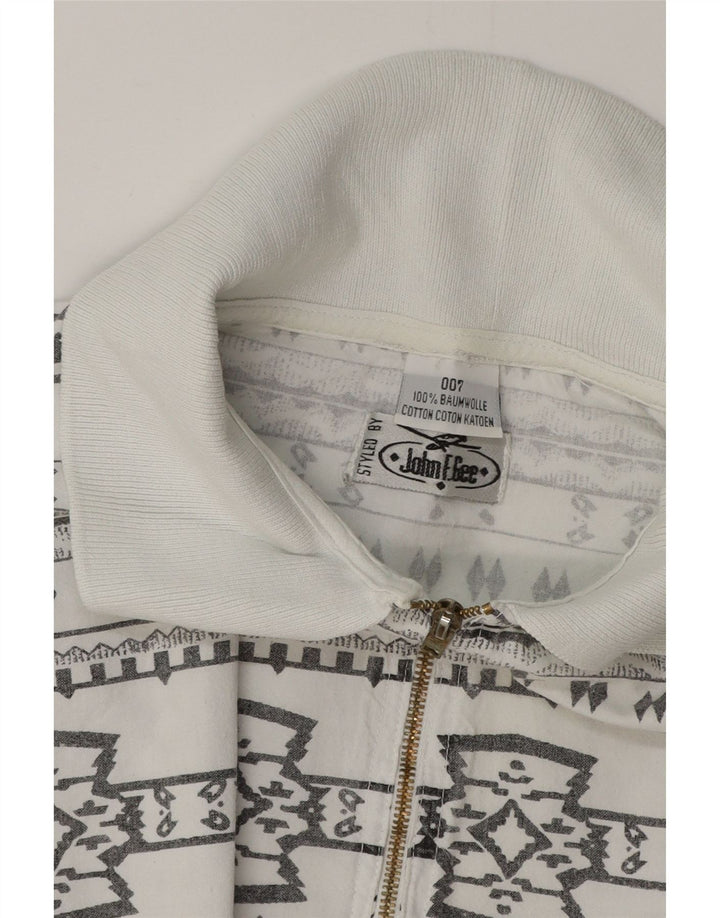 JOHN F GEE Cămașă cu mânecă scurtă pentru bărbați, bumbac geometric alb 2XL