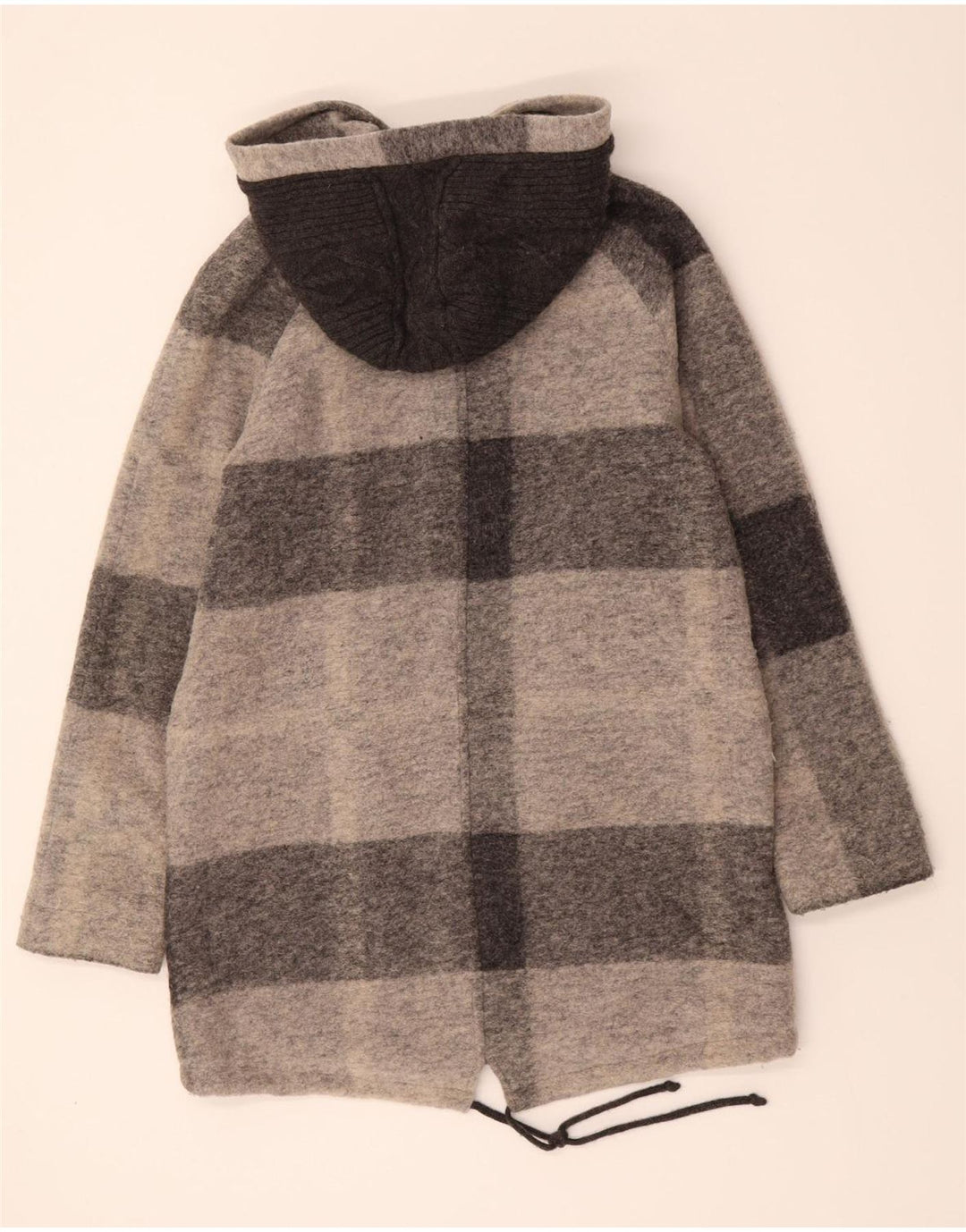 WOOLRICH Womens Hooded Overcoat UK 10 Small Grey Check Wool Vintage Woolrich and Second-Hand Woolrich from Messina Hembry 