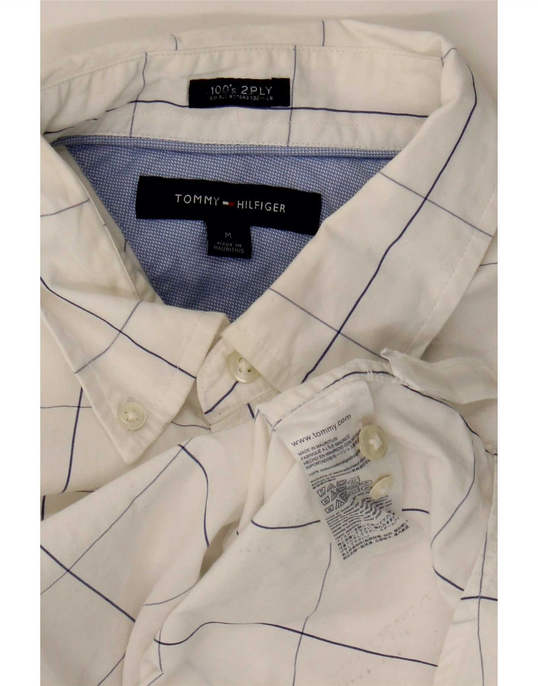 Cămașă pentru bărbați Tommy Hilfiger, bumbac cu carouri alb mediu