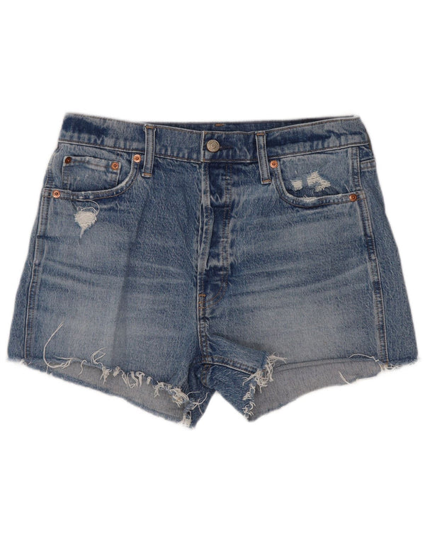 Pantaloni scurți din denim distressed Gap pentru femei W30, bumbac albastru mediu