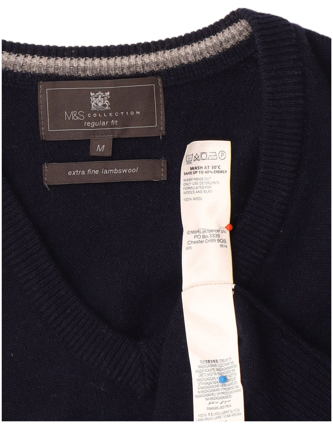 Marks & Spencer Mens Regular Fit Vest Tank Top Lână medie bleumarin