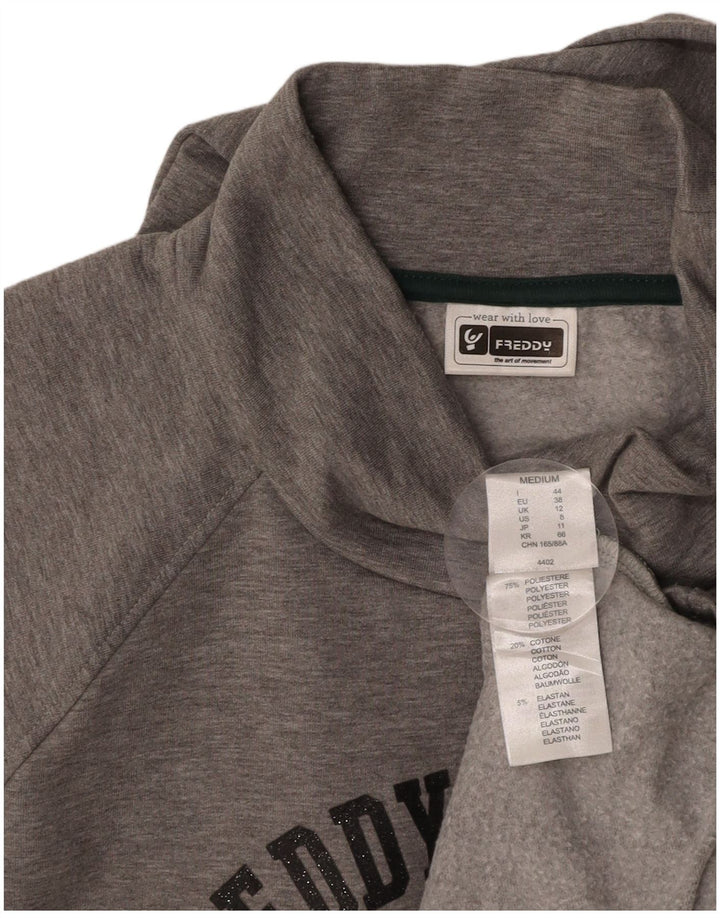 FREDDY Womens Graphic Sweatshirt Jumper UK 12 Medium  Grey Polyester