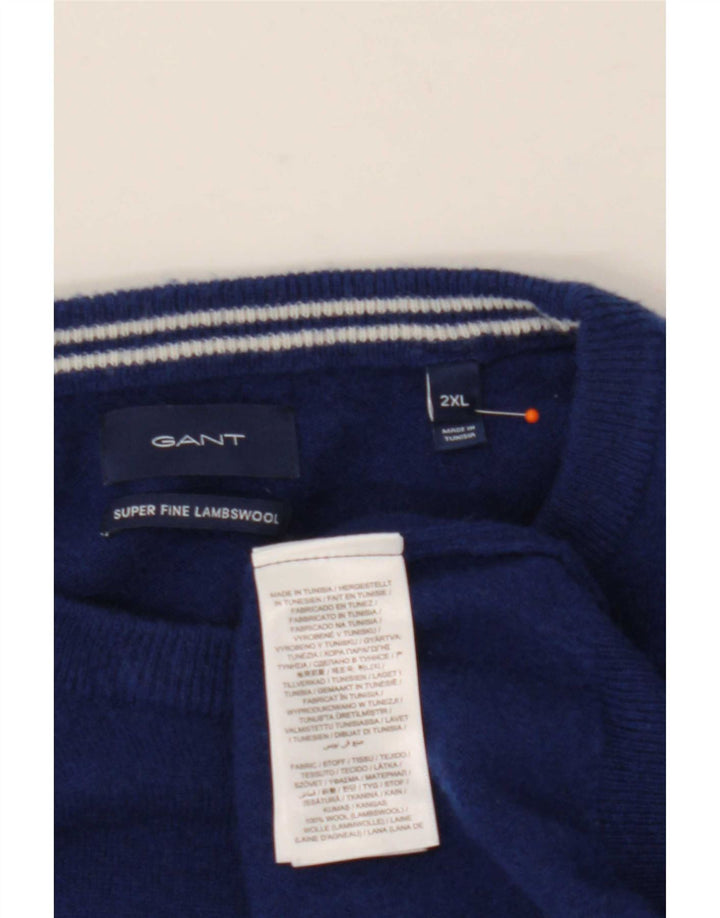Pulover Gant pentru bărbați, cu gât crew, 2XL, lână albastră