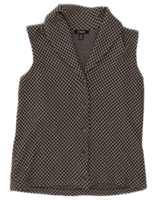 Top cardigan fără mâneci Chaps pentru femei UK 14 Medium Gri Houndstooth Bumbac