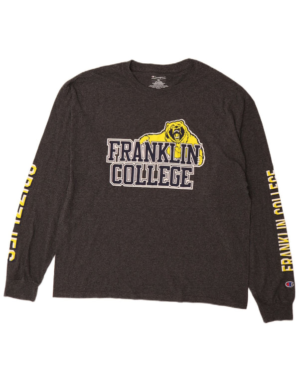 Champion pentru bărbați Franklin College Graphic Top cu mânecă lungă XL bumbac gri