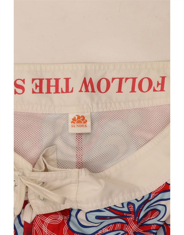 Sundek Pantaloni scurți de înot pentru bărbați, roșu mediu, floral