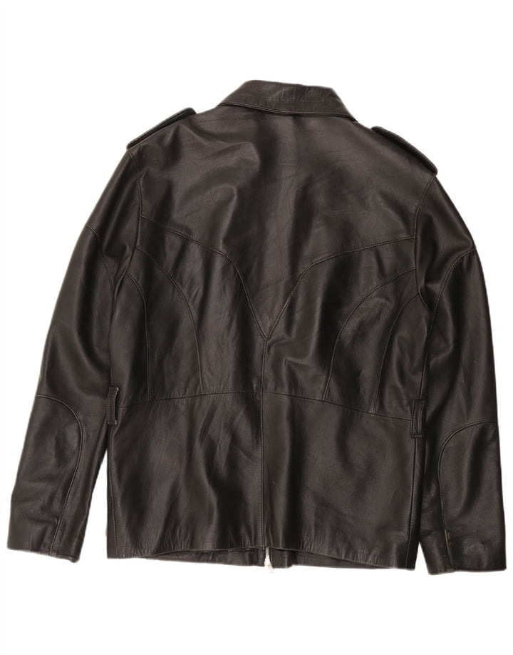VINTAGE Mens Leather Jacket IT 50 Large Black Leather