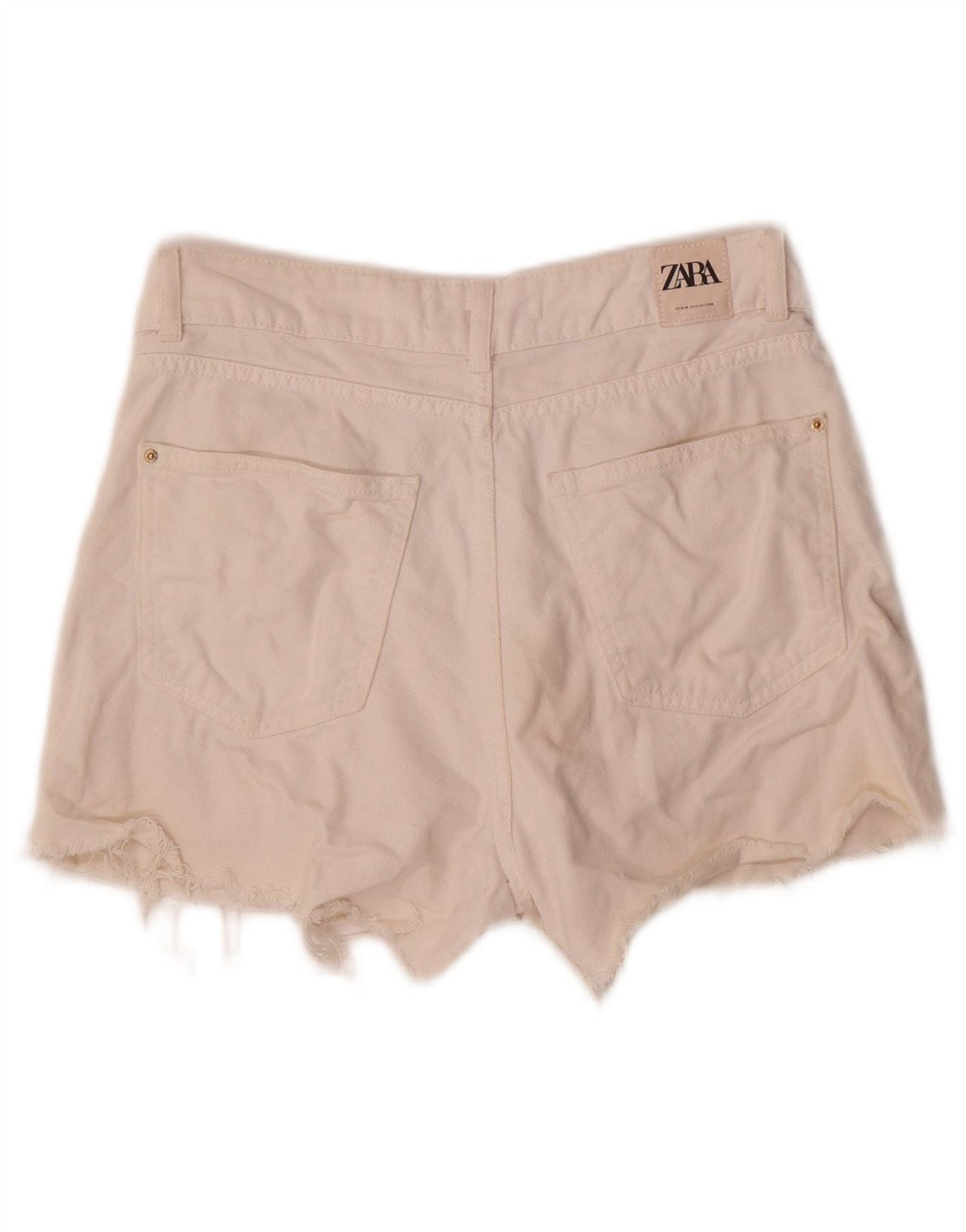 Pantaloni scurti din blugi pentru femei Zara mici W26 bumbac alb