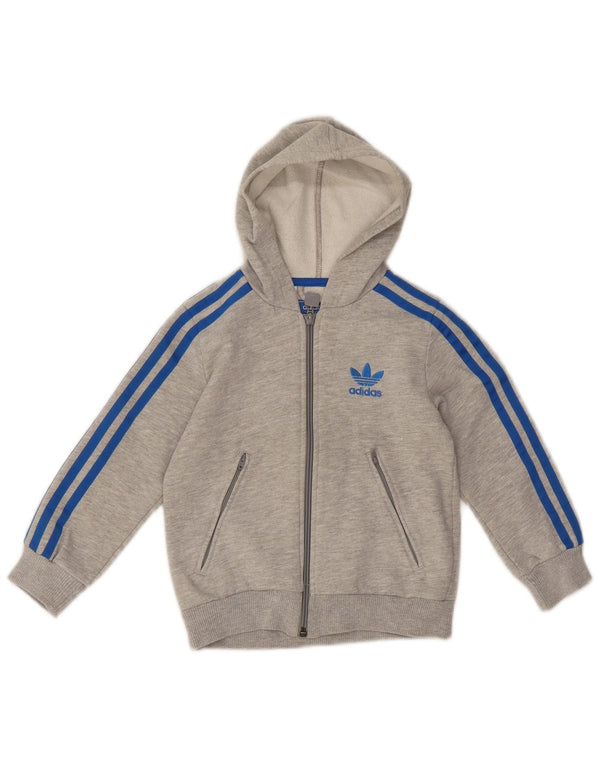 Pulover Adidas pentru băieți, cu fermoar, 4-5 ani, bumbac gri
