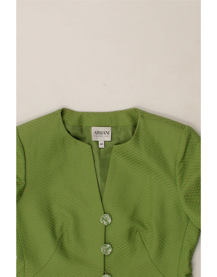 ARMANI COLLEZIONI Womens Crop 3 Button Blazer Jacket IT 44 Medium Green Vintage Armani Collezioni and Second-Hand Armani Collezioni from Messina Hembry 