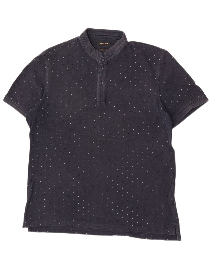 Cămașă polo Massimo Dutti pentru bărbați XL bleumarin cu pete