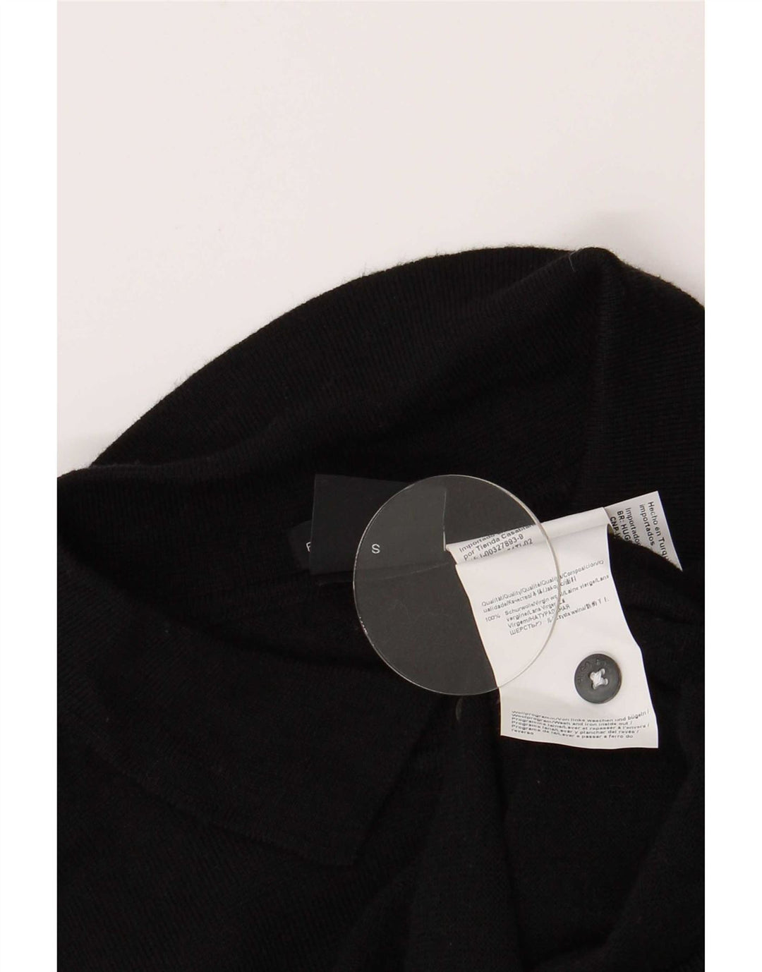 Pulover cu gât polo Hugo Boss pentru bărbați, lână virgină mică, neagră