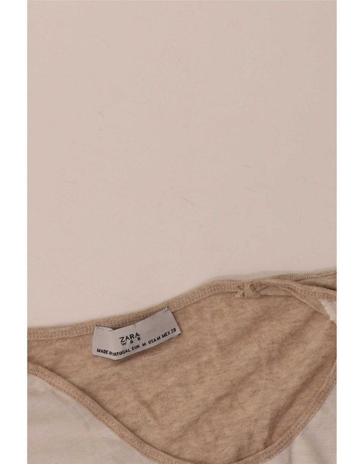 Tricou cu grafic pentru femei Zara UK 14 Medium White Colorblock