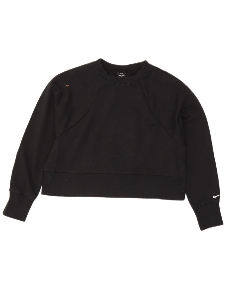 Pulover Nike Crop Graphic pentru femei UK 14 Poliester mediu negru