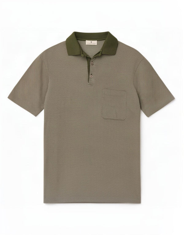 Tricou polo Ermenegildo Zegna pentru bărbați IT 52 Large Kaki Geometric