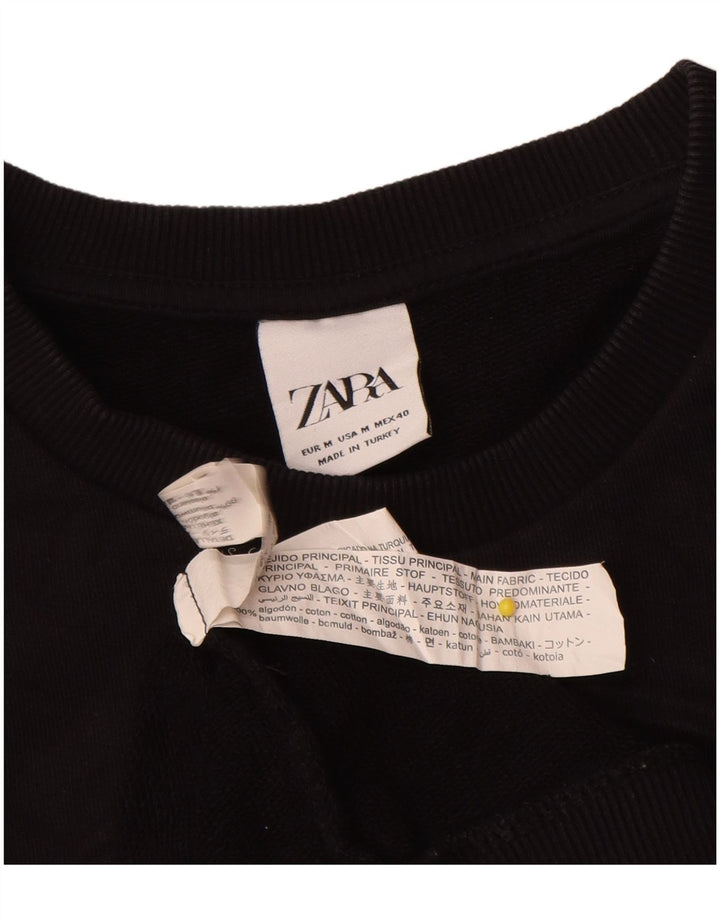 Pulover pentru bărbați Zara, cu grafică, din bumbac negru mediu