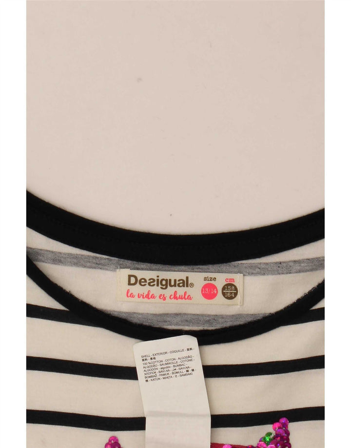 Rochie Desigual Fete Graphic Basic 13-14 Ani Bumbac cu dungi Albe