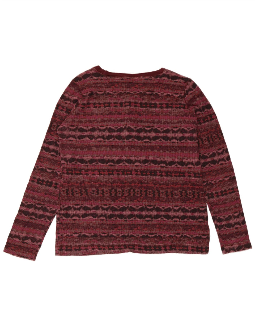 Top pentru femei Eddie Bauer cu mânecă lungă UK 18 XL bumbac geometric burgundă