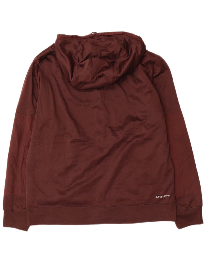 Pulover NIKE pentru bărbați Dri Fit, cu fermoar, din poliester maro mare