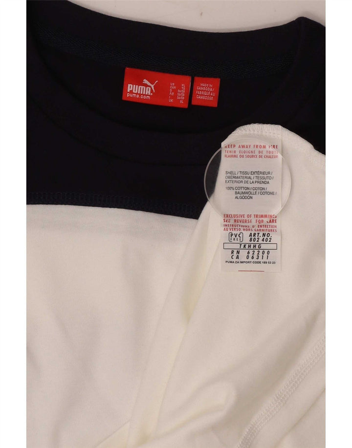 Tricou cu mânecă lungă Puma pentru bărbați, alb, color bloc, bumbac