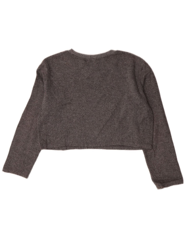 Crop Top pentru femei Zara cu mânecă lungă UK 10 mic bumbac gri