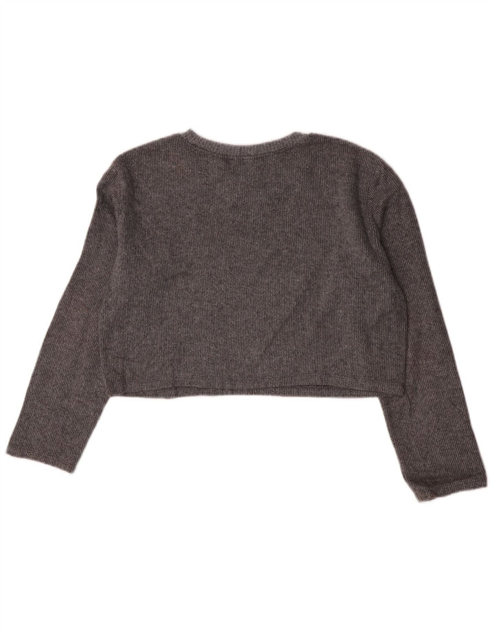 Crop Top pentru femei Zara cu mânecă lungă UK 10 mic bumbac gri