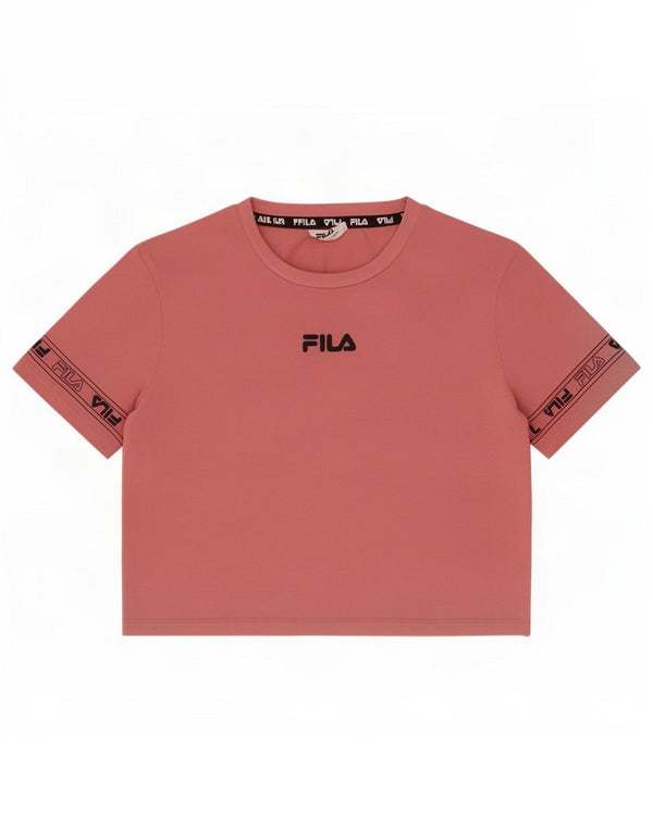 Tricou cu grafică Crop Fila pentru femei Top UK 12 Medium Pink Bumbac