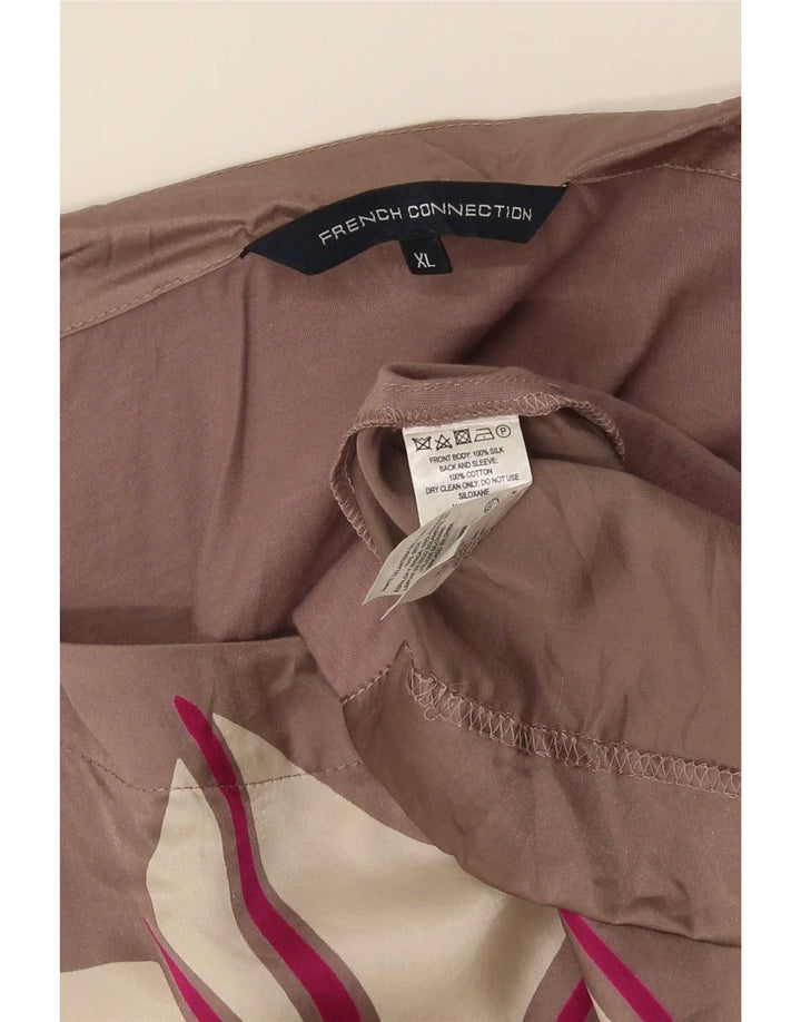 Bluză pentru femei French Connection, UK 18 XL, mătase geometrică roz