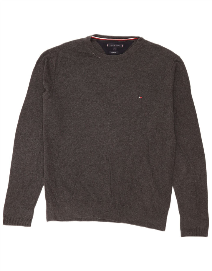 Pulover pentru bărbați Tommy Hilfiger, cu gât crew, bumbac mare, gri